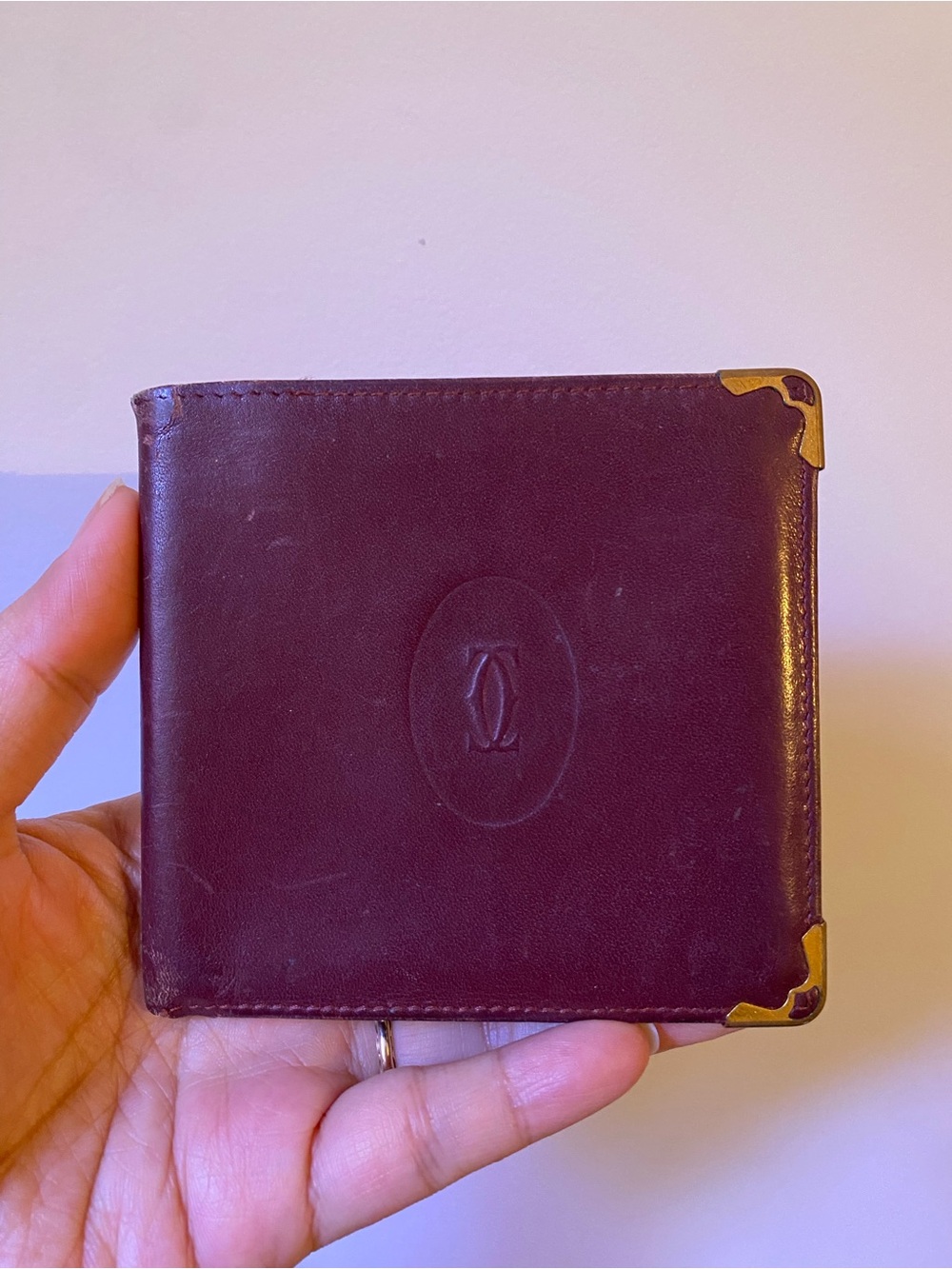 Cartier Burgundy Leather Key
& Card Holder with Gold
Corners
